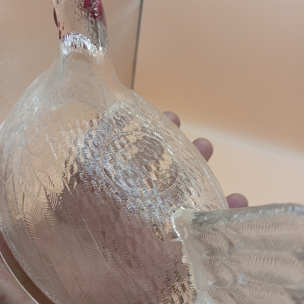 Indiana Glass Clear Hen on Nest Beadless Nest Red Paint Accents Candy Dish - Picture 11 of 13